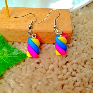 Rainbow candy Resin Sparking earrings